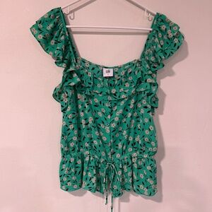 🦋NWOT Cabi Floral, Ruffle, Button Down Sleeveless Top